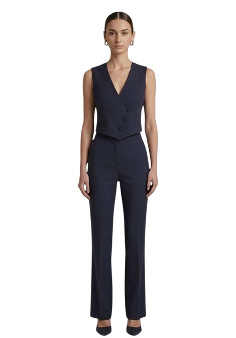 Tailleur Tre Pezzi Elegante con Gilet MISS MAX | Tailleur | MG24LISCIOBLU
